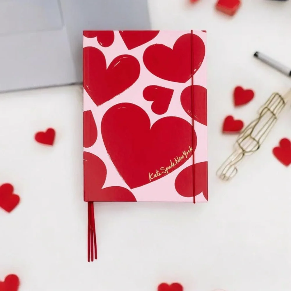 Kate Spade New York Sweet Hearts Take Note Extra Large Notebook in Blush